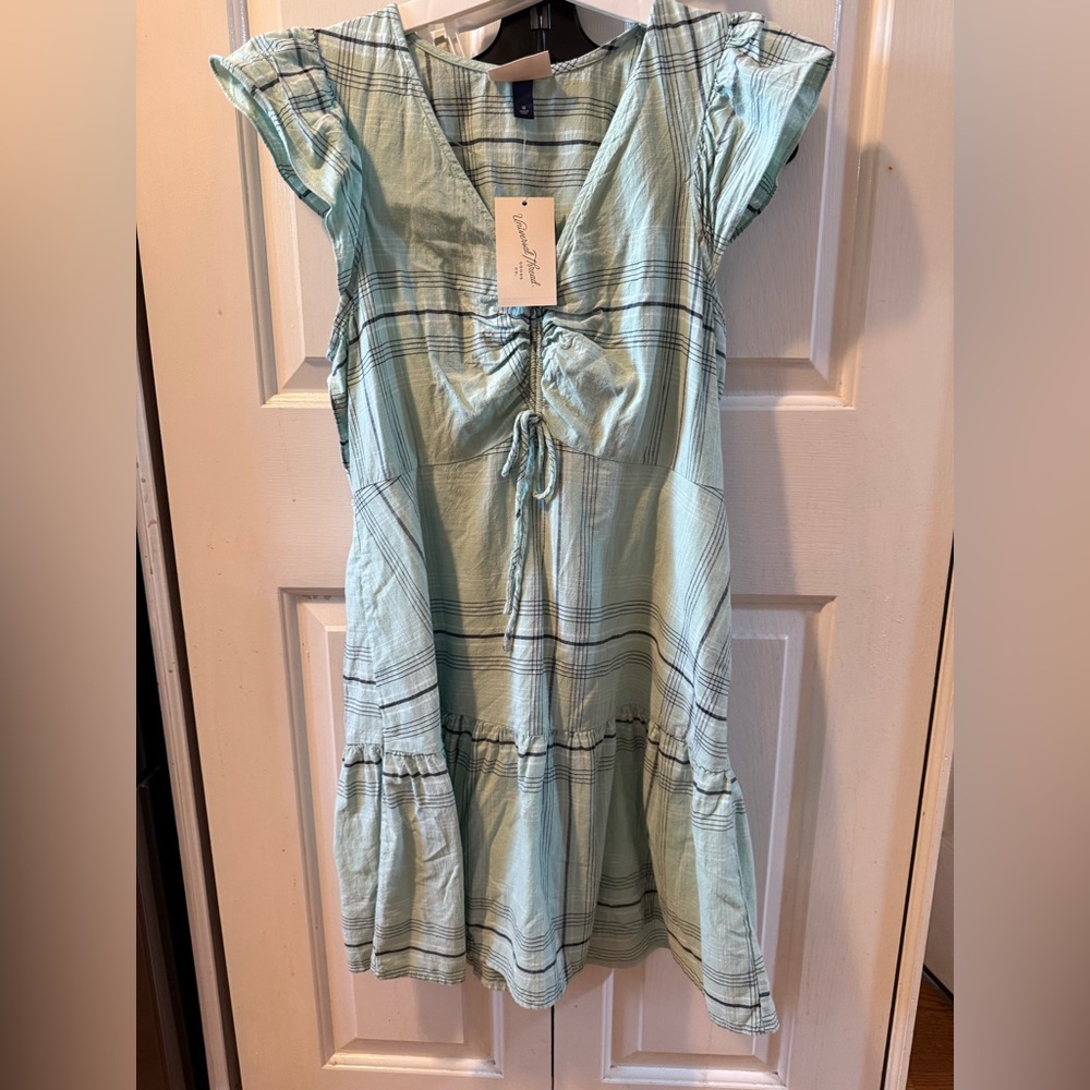 Universal Thread Flutter Short Sleeve Light Green Ruffle Mini Skater Dress